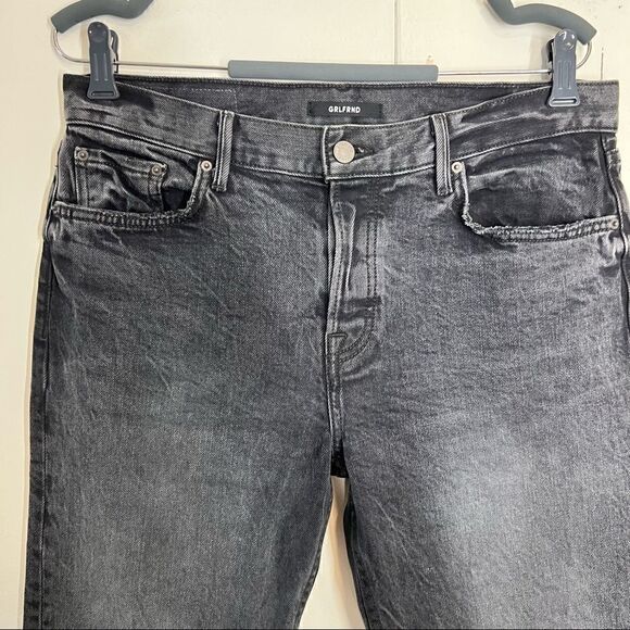 GRLFRND | Tatum Straight Leg Crop Jeans Midnight Rambler Raw Fray Hem size 29 - Picture 2 of 8